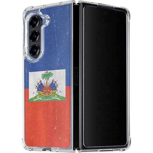 Haiti Flag Distressed Galaxy Z Fold5 5G Clear Case